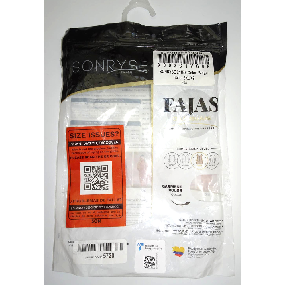 Sonryse Fajas Colombianas Postparto BBL Stage 2 Post Surgical Compression 3XL
